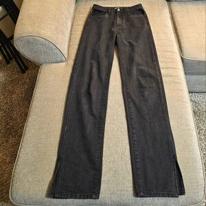 Nasty Gal Black Denim Split Hem High Rise Pocket Cutout Casual Jeans Size 4